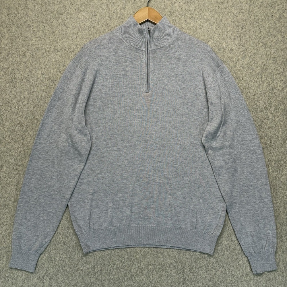 SuitSupply‎ Silk Wool Cashmere Quarter Zip Sweater Gray Mens XXL Luxury Knit